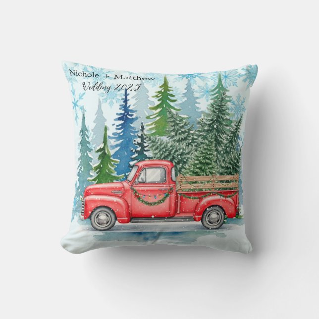 Rustic Winter Wedding Truck  Cushion (Front)