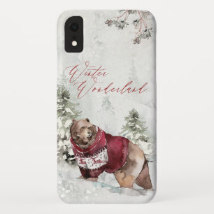 Rustic Winter Wonderland Bear in Snow iPhone XR Case