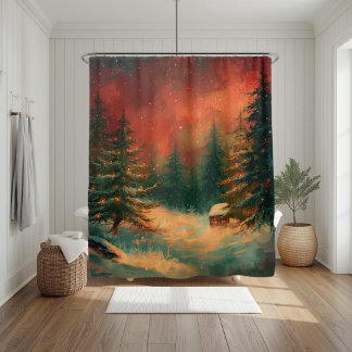 Rustic Winter Wonderland Christmas Shower Curtain
