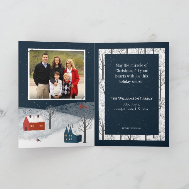 Rustic Winter Wonderland Family Photo  Holiday Card (Inside)