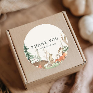 Rustic Winter Woodland Baby Shower Favor Classic Round Sticker