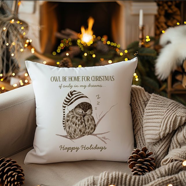 Rustic Winter Woodland | Birch Bark Owl Christmas Cushion (Creator Uploaded)
