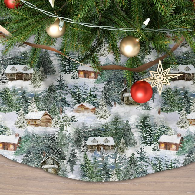Rustic Winter Woodland Brushed Polyester Tree Skirt (Creator Uploaded)