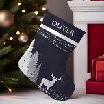 Rustic Winter Woodland Deer Personalised Monogram Small Christmas Stocking<br><div class="desc">Embrace the enchantment of the winter woodland with this personalised stocking. A majestic deer graces this rustic design, surrounded by pine boughs and delicate snowflakes. The monogram adds a personalised touch, making this stocking a cherished keepsake for years to come. Perfect for nature lovers and those who appreciate the beauty...</div>