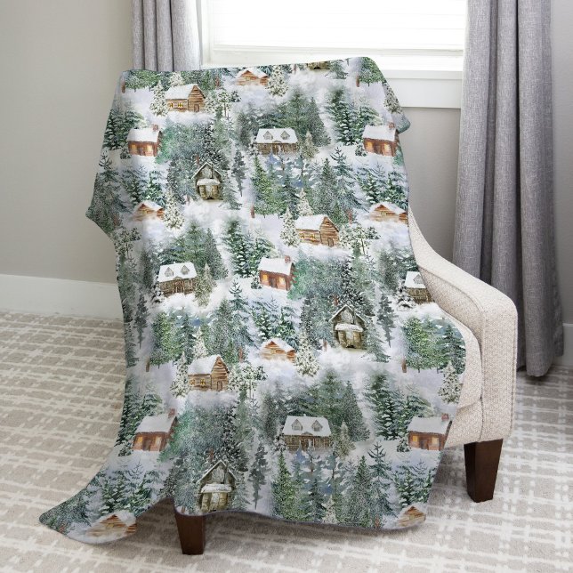 Rustic Winter Woodland Fleece Blanket (Creator Uploaded)