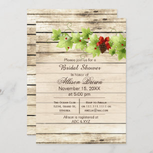 Rustic Winter Woodland pine cones Bridal shower Invitation