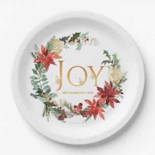 Rustic Winterland Joy Christmas Party Paper Plate