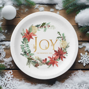 Rustic Winterland Joy Christmas Party Paper Plate