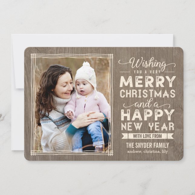 Rustic Wishes Holiday Photo Cards Christmas Card (Front)