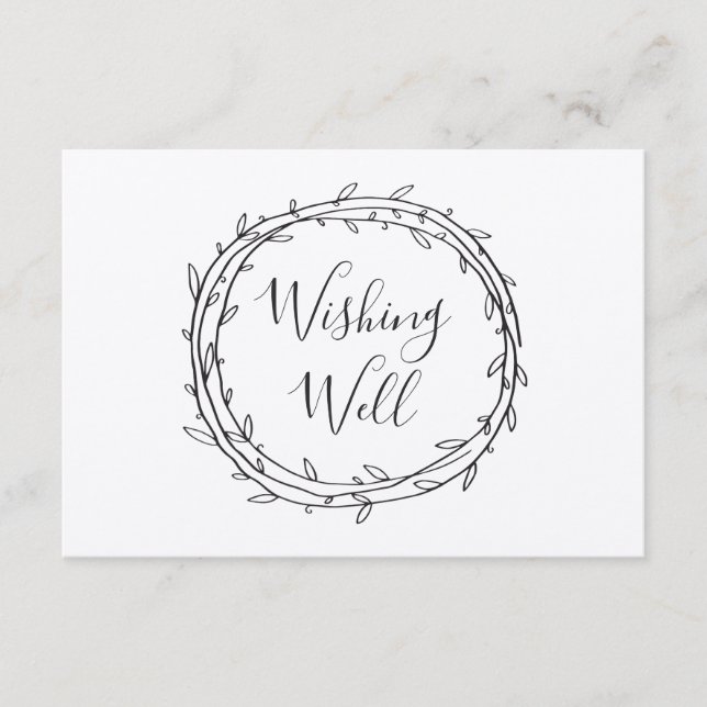 Rustic wishing well. Botanical country wedding Enclosure Card (Front)