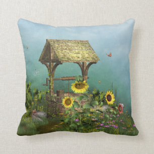Rustic Wishing Well Garden Cushion