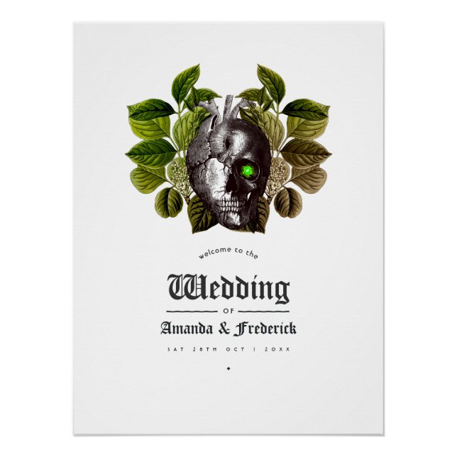 Rustic Witch Woodland Halloween Wedding Welcome Poster (Front)