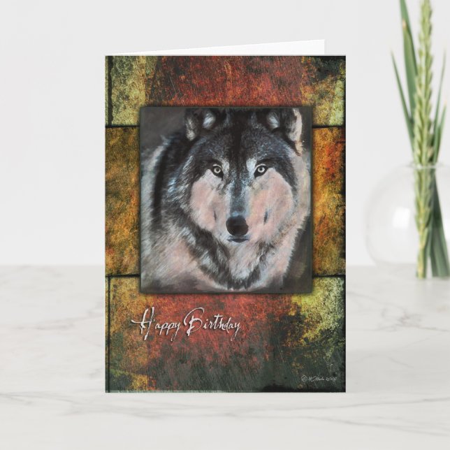 Rustic Wolf Birthday Card (Front)
