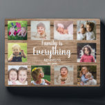 Rustic Wood 10 Photo Collage Family 5" X 7" Plaque<br><div class="desc">Create your own photo collage  plaque  with 10 of your favourite pictures on a wood texture background.Personalise with family name and established date. The "Family is Everything" quote adds a unique touch to the photo plaque  gift.</div>