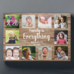 Rustic Wood 10 Photo Collage Family 5" X 7" Plaque<br><div class="desc">Create your own photo collage  plaque  with 10 of your favourite pictures on a wood texture background.Personalise with family name and established date. The "Family is Everything" quote adds a unique touch to the photo plaque  gift.</div>