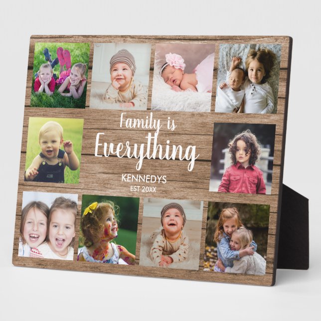 Rustic Wood 10 Photo Collage Family Plaque (Side)