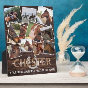 Rustic Wood 10 Photo Horse Memorial Plaque