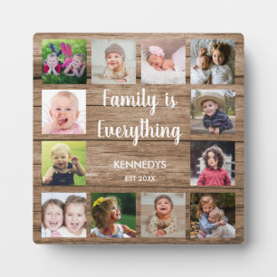 Rustic Wood 12 Photo Collage Family Plaque