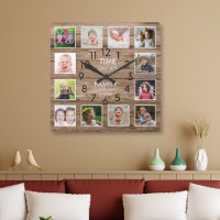 Rustic Wood 12 Photo Collage Family Time Quote