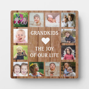 Rustic Wood 12 Photo Collage Grandkids Quote Plaque