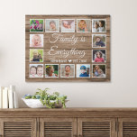 Rustic Wood 14 Photo Collage Family Name Quote Faux Canvas Print<br><div class="desc">Create your own photo collage  canvas art  with 14 of your favourite pictures on a wood texture background.Personalise with family name and established date. The "Family is Everything" quote adds a unique touch to the photo collage gift.</div>