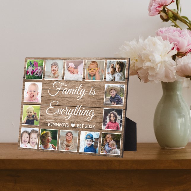 Rustic Wood 14 Photo Collage Family Quote Plaque (Rustic Wood 14 Photo Collage Family Quote Plaque)