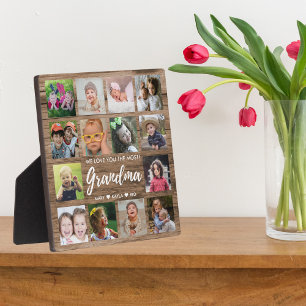 Rustic Wood 14 Photo Collage We Love You Grandma  Plaque
