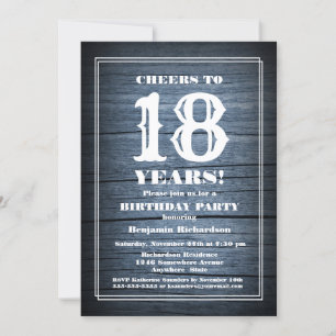 Rustic Wood 18th Birthday Party Invitation