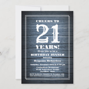 Rustic Wood 21st Birthday Dinner Party Invitation