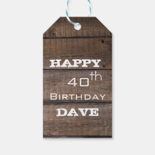 Rustic Wood 40th Birthday Personalised Gift Tag