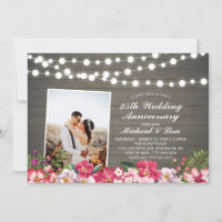 Rustic Wood 40th Photo Wedding Anniversary