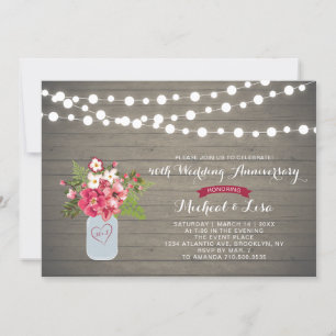 Rustic Wood 40th Wedding Anniversary Invitation