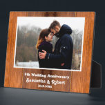 Rustic Wood 5th Wedding Anniversary Photo   Plaque<br><div class="desc">Rustic wood photo plaque personalised with photo makes a perfect gift for 5 year anniversary. Personalise with couple name and year. The milestone 5th anniversary gift is traditionally wood related gifts.</div>