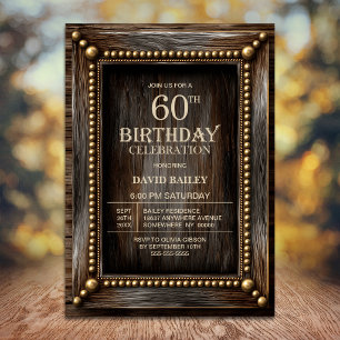 Rustic Wood 60th Birthday Party Invitation