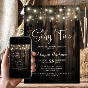 Rustic Wood 65th Birthday Party Invitation