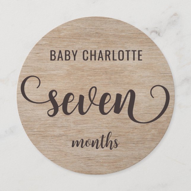 Rustic Wood 7-8 Months Baby Milestone Sign (Front)