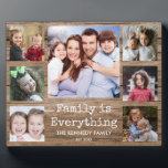 Rustic Wood 7 Photo Collage Family Quote Plaque<br><div class="desc">Create your own photo collage  plaque  with 7 of your favourite pictures on a wood texture background. Personalise with family name and established date. The "Family is Everything" quote adds a unique touch to the photo plaque  gift.</div>