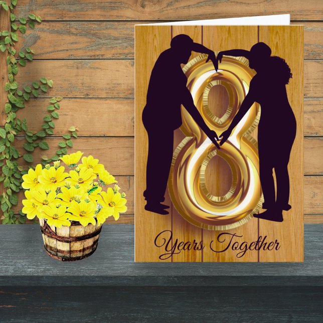 Rustic Wood 8th Wedding Anniversary Card Couple (Creator Uploaded)