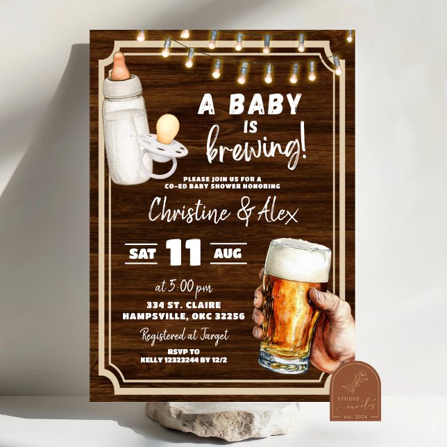 Rustic Wood a baby is bewing co-ed baby shower Invitation (Creator Uploaded)