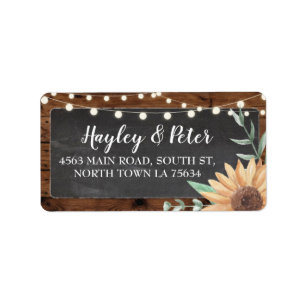 Rustic Wood Address Lights Sunflower Stickers