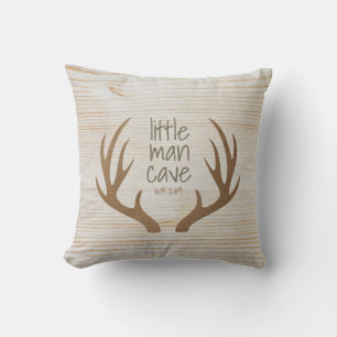 Rustic Wood and Antlers Little Man Cave Nursery Cushion
