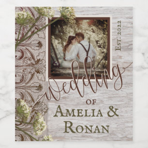 Rustic Wood and Burlap Wedding Wine Label