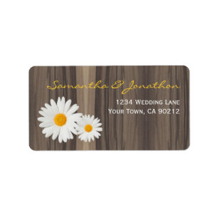 Rustic Wood and Daisies Label