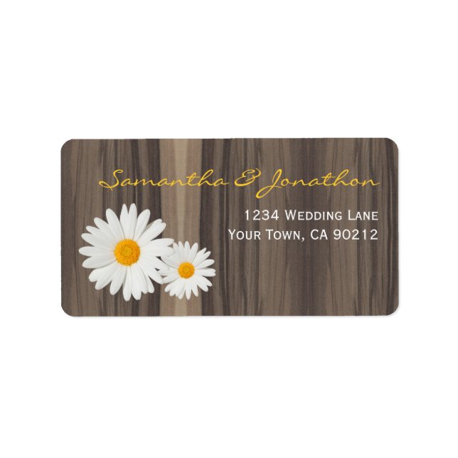 Rustic Wood and Daisies Label (Front)
