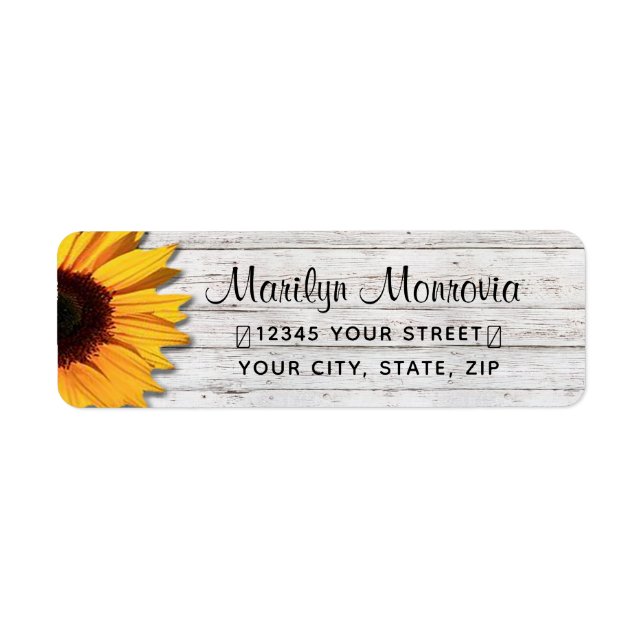 Rustic Wood and Daisy Script Return Address Label (Front)