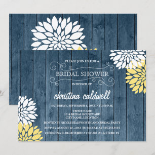 Rustic Wood and Floral Burst Bridal Shower Invitation
