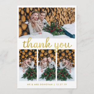 Rustic Wood and Gold Wedding Thank You   4 Photo