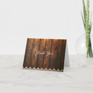 Rustic Wood and Lace Blank Thank You Card