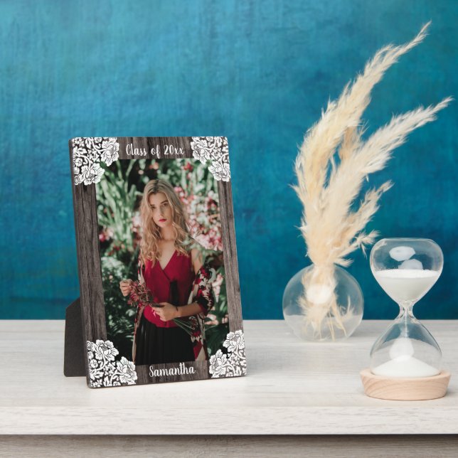 Rustic Wood and Lace Class Year Photo Plaque (Side)