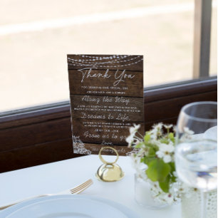 Rustic Wood and Lace Country Weeding Place Card